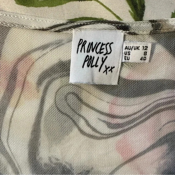 Princess Polly PRESSMAN TOP WHITE / BLACK cropped women's size 8 - Picture 3 of 4